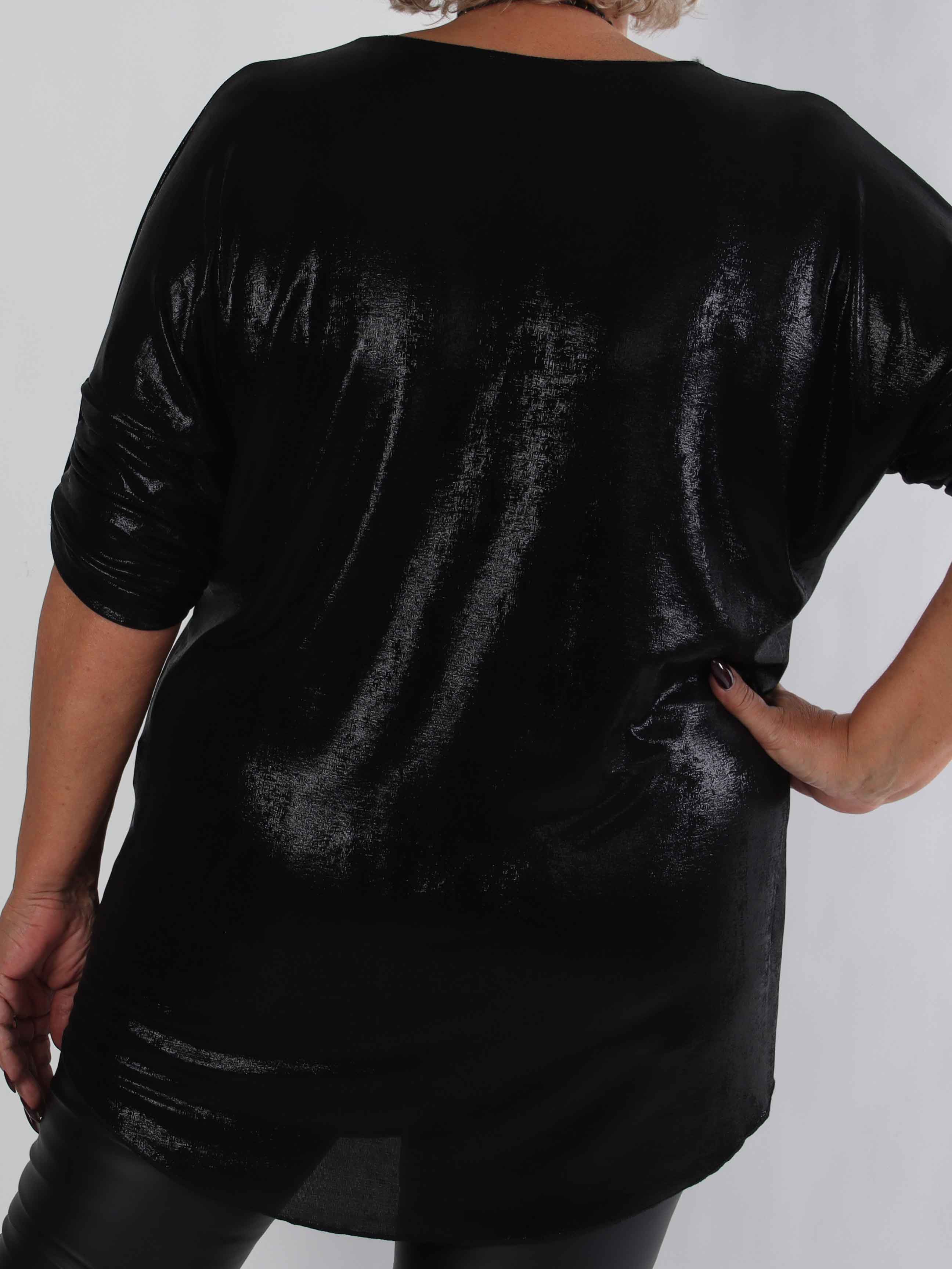 Subira - Shiny plus size tunika med v-udskæring